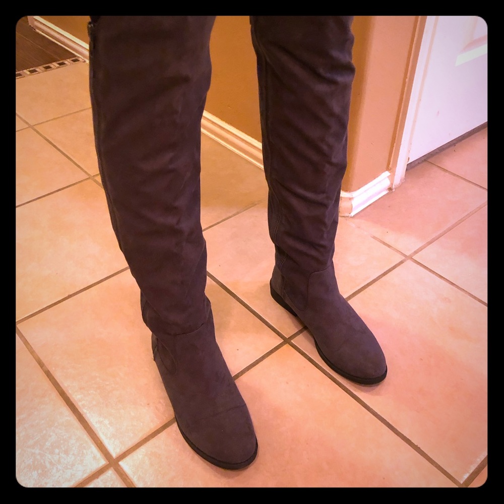 Gray over the knee boots